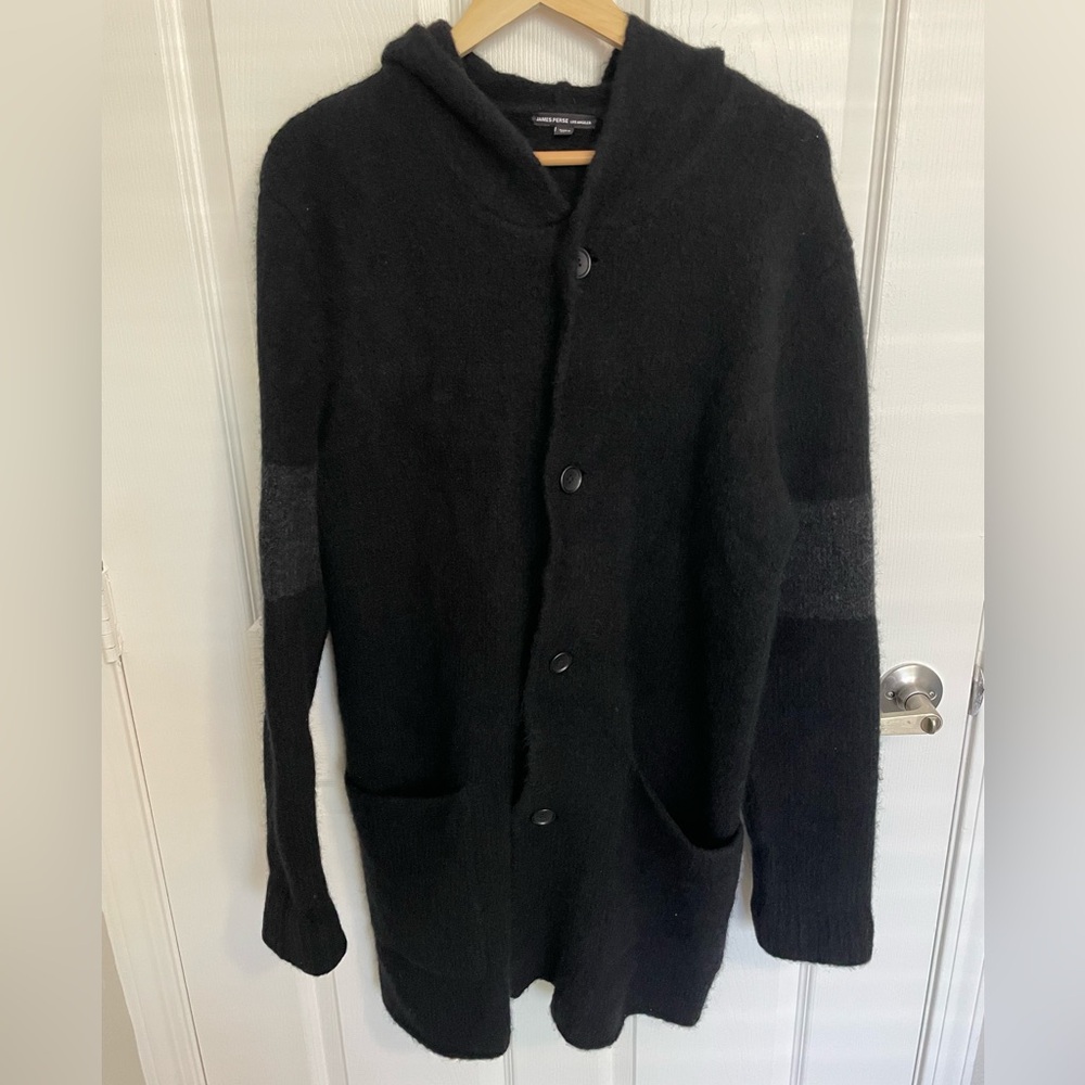 James Perse Black Cardigan Sweater Classic Knit